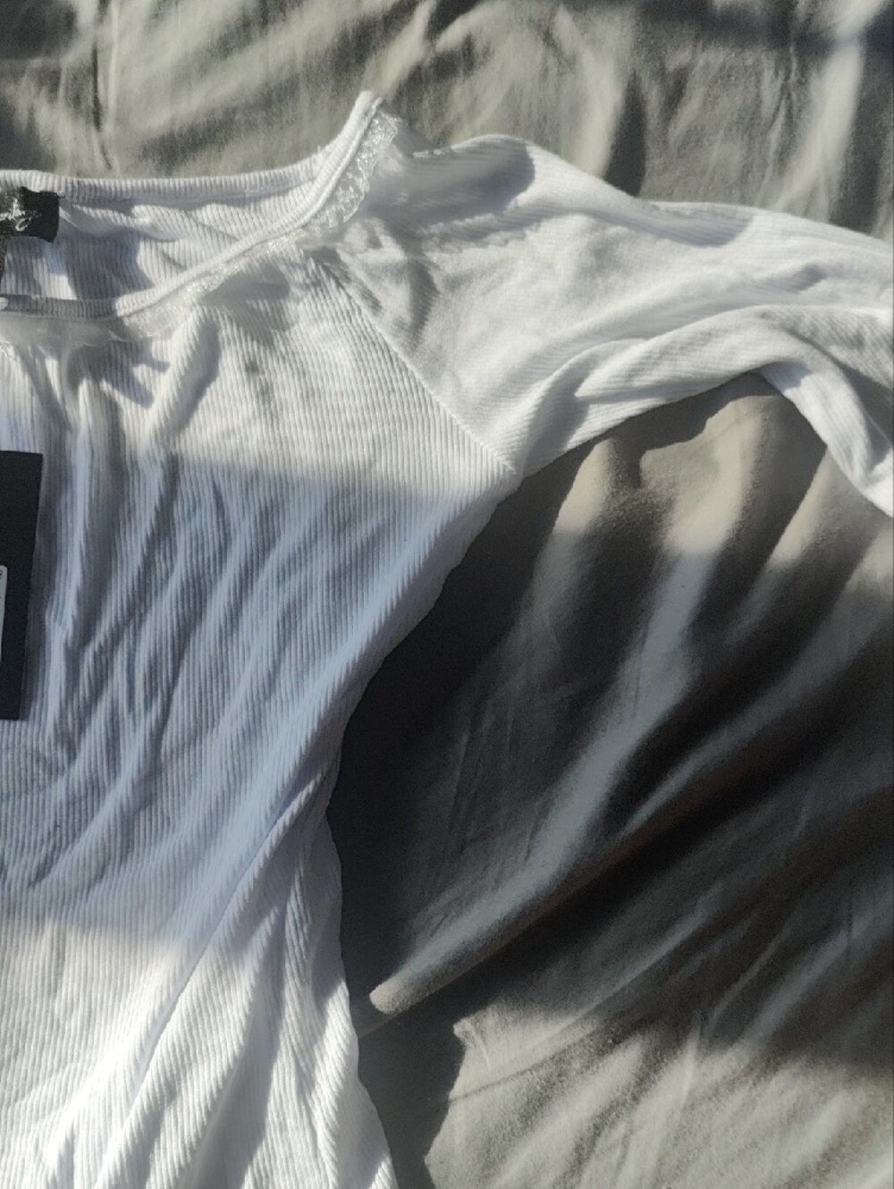 White Ribbed Short-Sleeve Tee - Picture 4 of 8